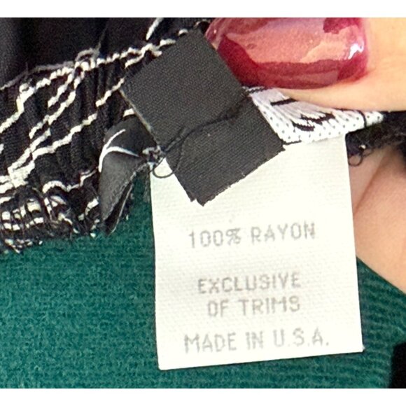 K.D. Spring Black & White Floral A-Line Midi Skirt With Elastic Waist Band Large - Picture 8 of 16